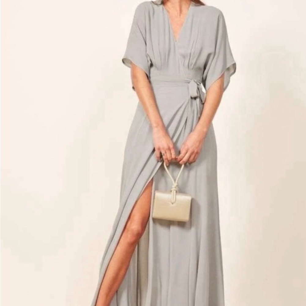 Reformation Winslow Gray Wrap Maxi Dress Size S
